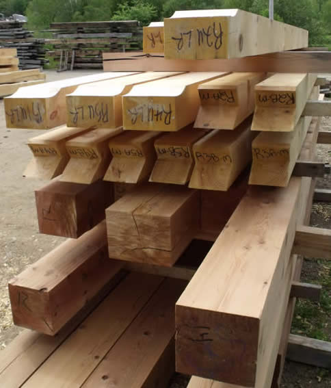 labeled & stacked pine timbers